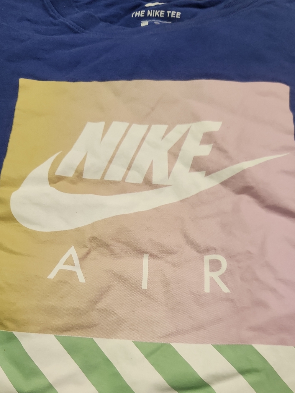 Nike Blue Mens XXL Shirt with Pastel Gradient & Green Accents